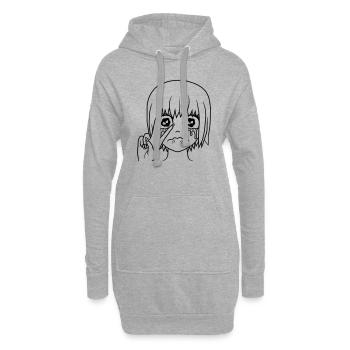 Peace Handzeichen weinendes Mädchen - Hoodie-Kleid - Grau meliert - Vorne