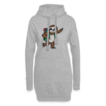 Wandern Faultier Lustig Wanderer - Hoodie-Kleid - Grau meliert - Vorne
