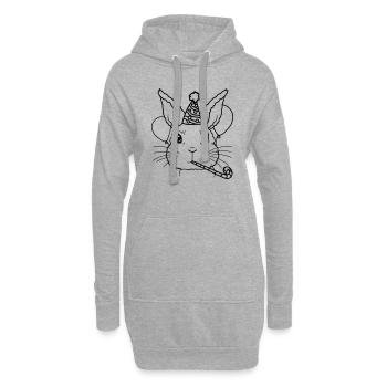 Lapin Tröte Party Hat Anniversaire Enfant - Sweat-shirt à capuche long Femme - gris chiné - Devant