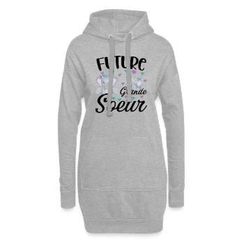 Enfant future grande soeur annonce grossesse - Sweat-shirt à capuche long Femme - gris chiné - Devant