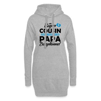 super cousin - papa exceptionnel - Sweat-shirt à capuche long Femme - gris chiné - Devant