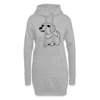 Hund Cartoon süß lustig Hunde Tier Welpe Vektor 5 - Hoodie-Kleid - Grau meliert - Vorne