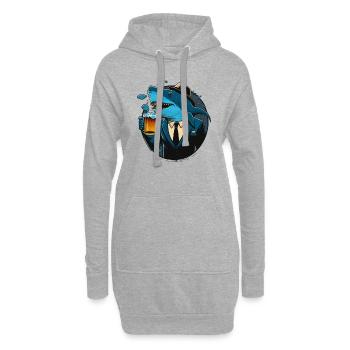 Requin d’affaires cool avec de la bière. Drôle et créatif - Sweat-shirt à capuche long Femme - gris chiné - Devant