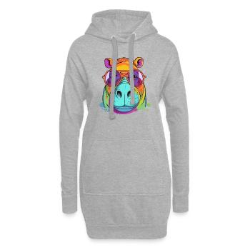 Harry l'hippopotame - Sweat-shirt à capuche long Femme - gris chiné - Devant