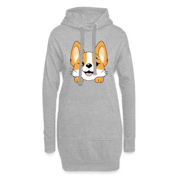 Peeping glücklicher Corgi - Hoodie-Kleid - Grau meliert - Vorne