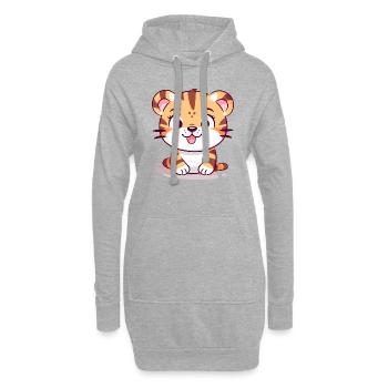 Douc der Tiger - Hoodie-Kleid - Grau meliert - Vorne