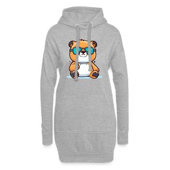 Molko, der Bär mit der Brille - Hoodie-Kleid - Grau meliert - Vorne