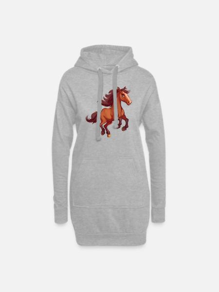 Cartoon Hooves Exploring the Hilarity with a Horse - Hoodie Dress - heather grey