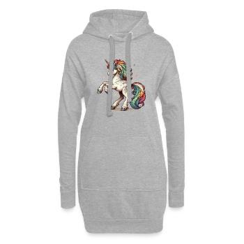 Regenbogen Einhorn | Das letzte Regenbogeneinhorn - Hoodie-Kleid - Grau meliert - Vorne