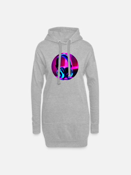 Neon-Kopfhörer - Hoodie-Kleid - Grau meliert