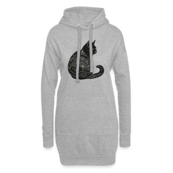 Schwarze Katze Haustier Kätzchen Mietze Schnurren - Hoodie-Kleid - Grau meliert - Vorne
