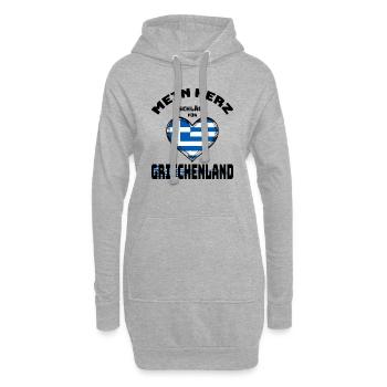 Mein Herz schlägt für Griechenland - Hoodie-Kleid - Grau meliert - Vorne