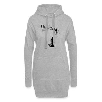 Katze, katzenmotiv, süße, geschenk, geschenkideen - Hoodie-Kleid - Grau meliert - Vorne