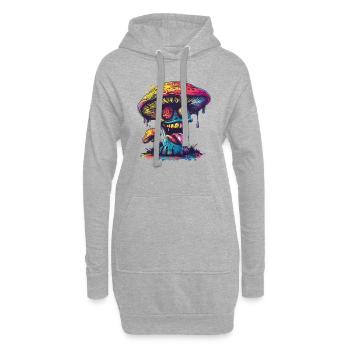 Psychedelic Mushroom Madness - Hoodie-Kleid - Grau meliert - Vorne