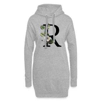 Buchstabe R Grün Botanisch - Hoodie-Kleid - Grau meliert - Vorne