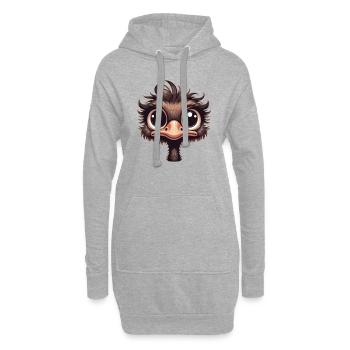 Autruche - Sweat-shirt à capuche long Femme - gris chiné - Devant