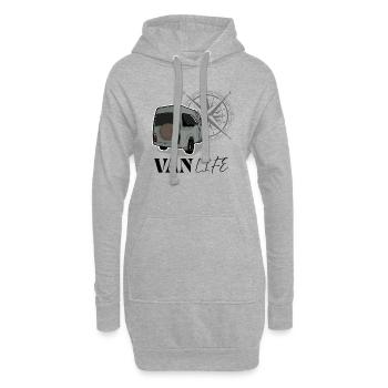 Vanlife grün - Hoodie-Kleid - Grau meliert - Vorne