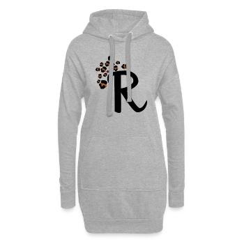 Lettre r motifs léopard - Sweat-shirt à capuche long Femme - gris chiné - Devant