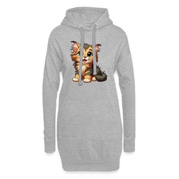 Main Coon Katzenbaby - Hoodie-Kleid - Grau meliert - Vorne