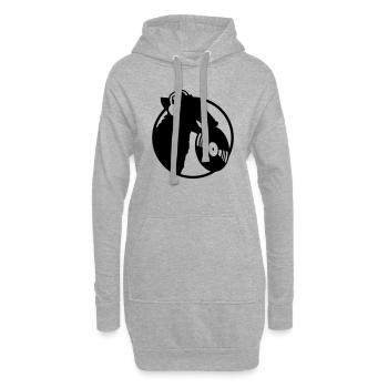 chien DJ musique jouer club disco disque vinyle fun - Sweat-shirt à capuche long Femme - gris chiné - Devant