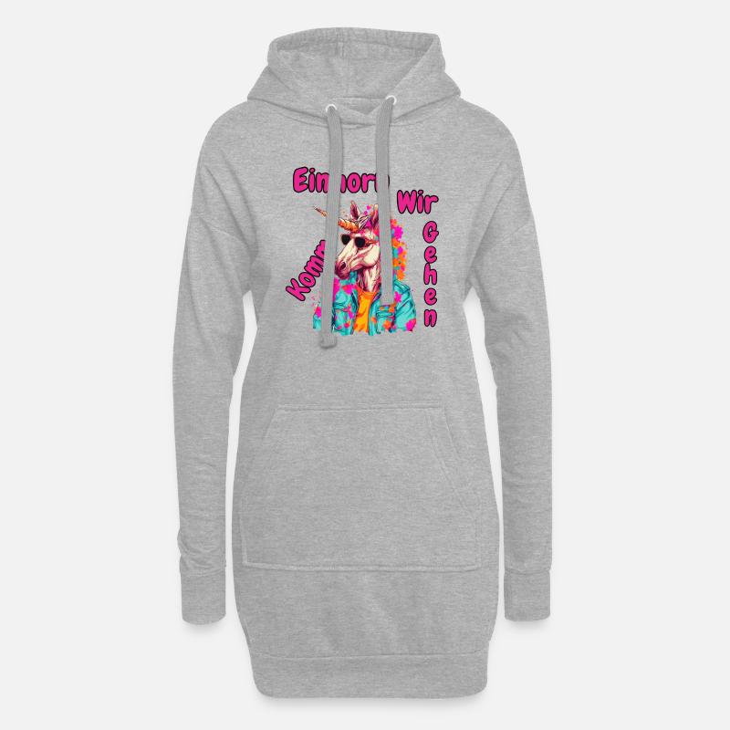 Komm Einhorn wir gehen - Hoodie-Kleid - Grau meliert