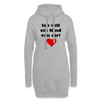 Ich will ein Kind von Dir - Hoodie-Kleid - Grau meliert - Vorne