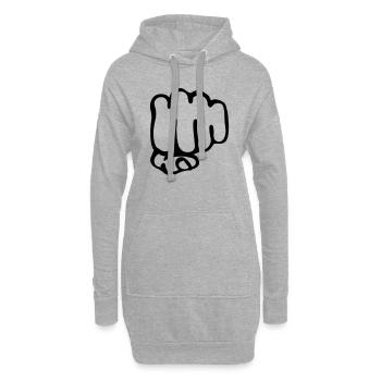 poing - Sweat-shirt à capuche long Femme - gris chiné - Devant