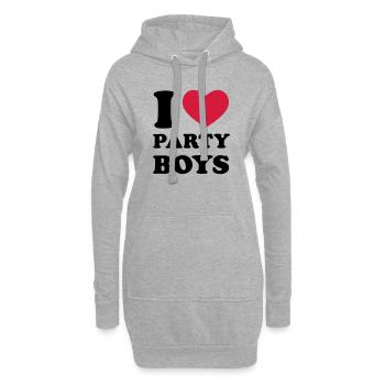 I Love Party Boys - Hoodie-Kleid - Grau meliert - Vorne