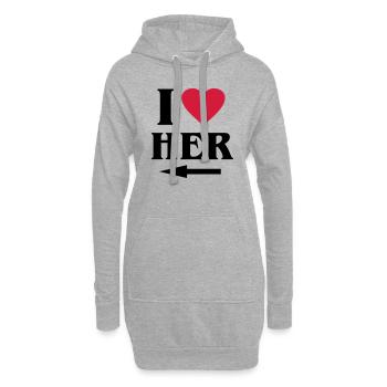 i-love-her.eps - Hoodie-Kleid - Grau meliert - Vorne