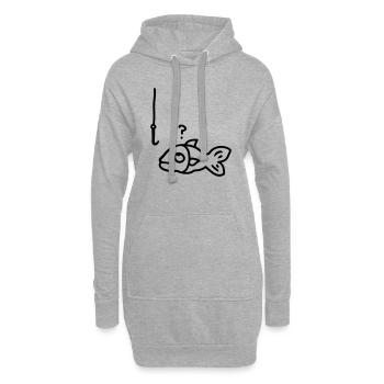 hameçon de poissons - ligne - Sweat-shirt à capuche long Femme - gris chiné - Devant