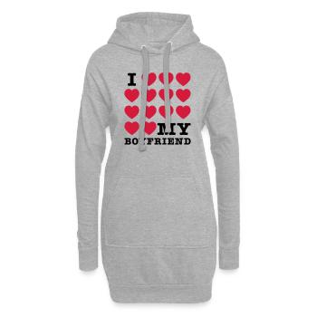 J'aime mon amie (3) - Sweat-shirt à capuche long Femme - gris chiné - Devant