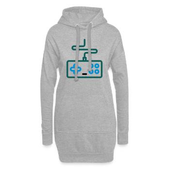 Gaming / eSports / Kontroller - Hoodie-Kleid - Grau meliert - Vorne