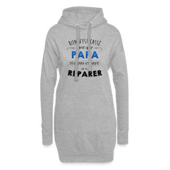 Rien n'est cassé tant que papa n'a pas reparer - Sweat-shirt à capuche long Femme - gris chiné - Devant