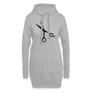 Frisör-Schere / barber scissors (1c) - Hoodie-Kleid - Grau meliert - Vorne