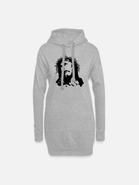 Jesus - Sweat-shirt à capuche long Femme - gris chiné
