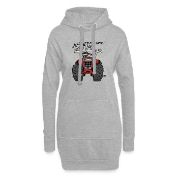 0143 roter Traktor 1255 - Hoodie-Kleid - Grau meliert - Vorne