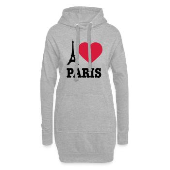J'adore Paris - Sweat-shirt à capuche long Femme - gris chiné - Devant