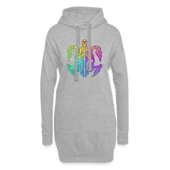 tahiti turtle - Sweat-shirt à capuche long Femme - gris chiné - Devant