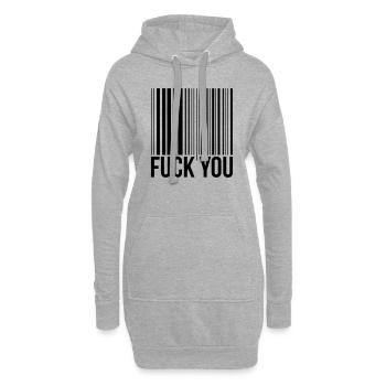 barcode fuck you - Sweat-shirt à capuche long Femme - gris chiné - Devant