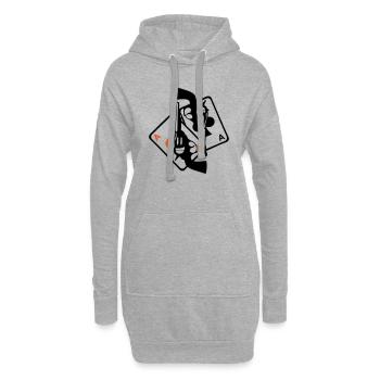 pistolet flingue revolver arme poker as - Sweat-shirt à capuche long Femme - gris chiné - Devant