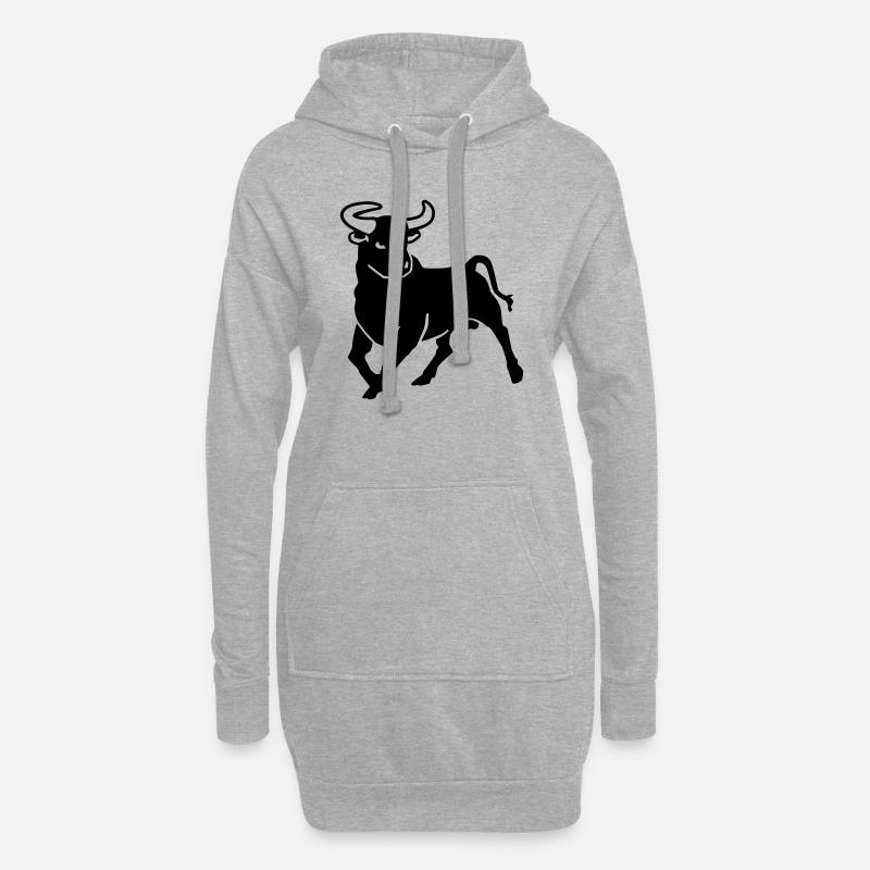 Stier - Hoodie-Kleid - Grau meliert