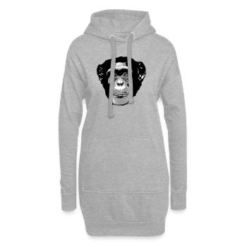 Schimpanse - Chimpanzee - Monkey - Hoodie-Kleid - Grau meliert - Vorne