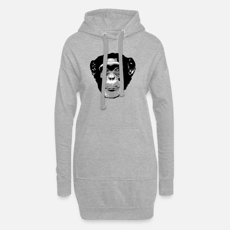 Schimpanse - Chimpanzee - Monkey - Hoodie-Kleid - Grau meliert