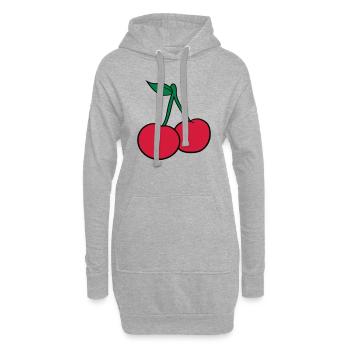 2 cerise feuille conception savoureuse - Sweat-shirt à capuche long Femme - gris chiné - Devant