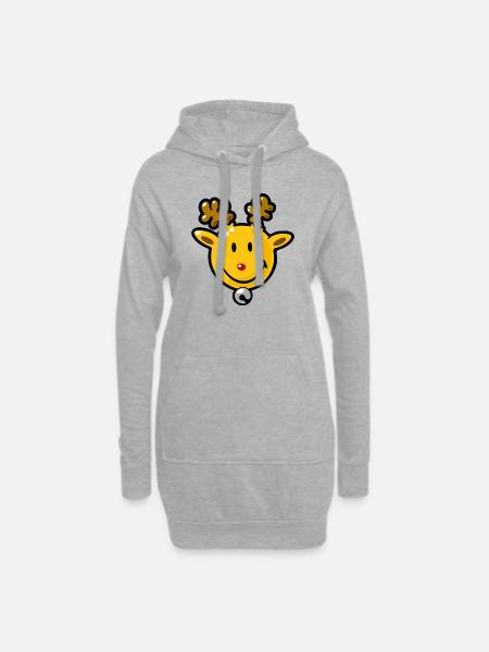 Smiley Deer - Hoodie-Kleid - Grau meliert