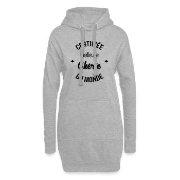 Amour / Saint Valentin / Coeur / Bébé / Love - Sweat-shirt à capuche long Femme - gris chiné - Devant