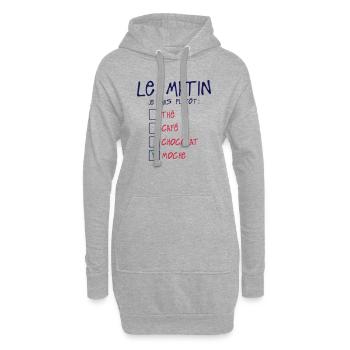 citation matin plutot the cafe moche cho - Sweat-shirt à capuche long Femme - gris chiné - Devant