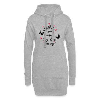follow_your_dreams_002 - Sweat-shirt à capuche long Femme - gris chiné - Devant