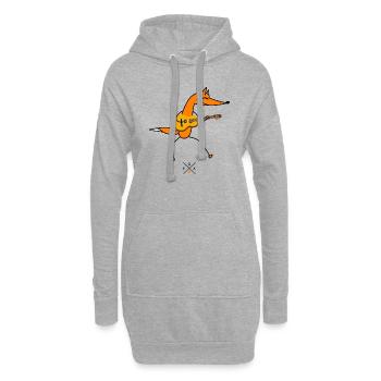 Renard guitariste intelligent - Sweat-shirt à capuche long Femme - gris chiné - Devant
