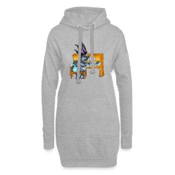 Glenn le lapin au piano - Sweat-shirt à capuche long Femme - gris chiné - Devant